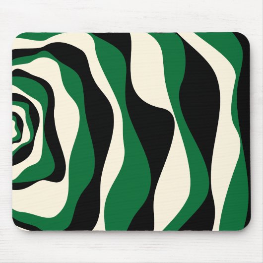 Tapis De Souris Ebb et flux 4 en vert, crème et noir (Devant)