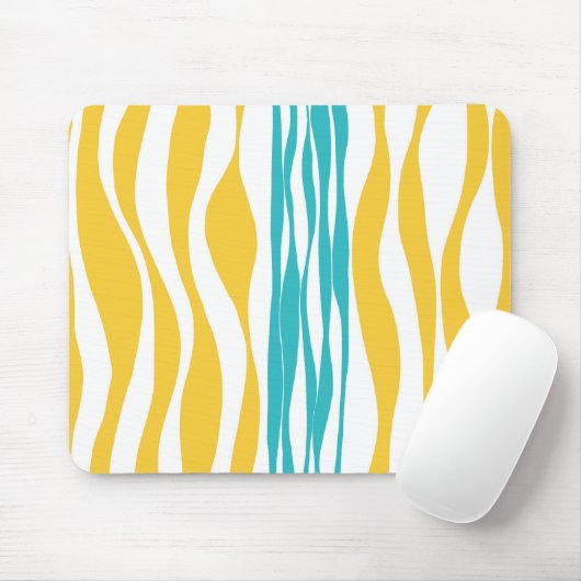 Tapis De Souris Ebb et flux - Turquoise & Jaune (Avec souris)