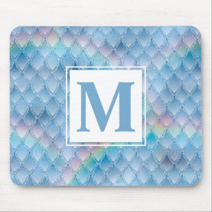 Tapis De Souris Écales de dragon bleu scintillant et arc-en-ciel p