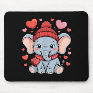 Tapis De Souris Écharpe d'hiver de la Saint-Valentin Cœurs d'Éléph