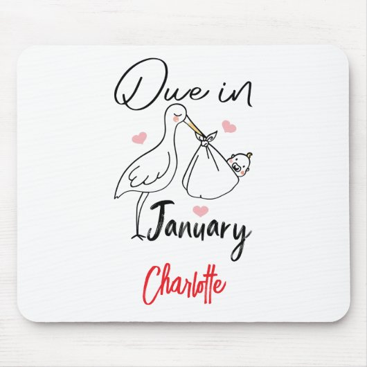 Tapis De Souris Échéance En Janvier Mignonne Swan Portant Un Nouve (Devant)