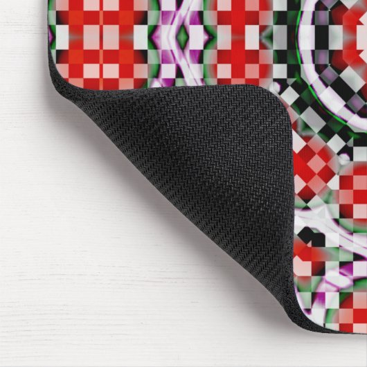 Tapis De Souris Échecs rouges et blancs ou kaléidoscope en pixel c (Coin)