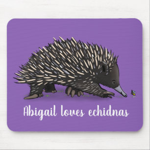 Tapis De Souris Echidna mignonne avec dessin animé d'abeille