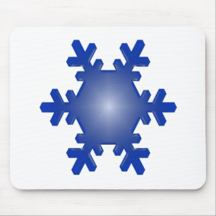 Tapis De Souris Éclatement du flocon de neige bleu sur blanc