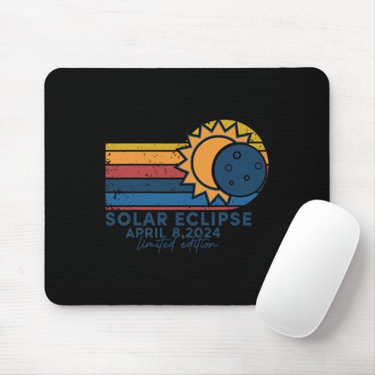 Tapis De Souris Éclipse solaire 2024 Éclipse solaire totale 8 avri (Avec souris)