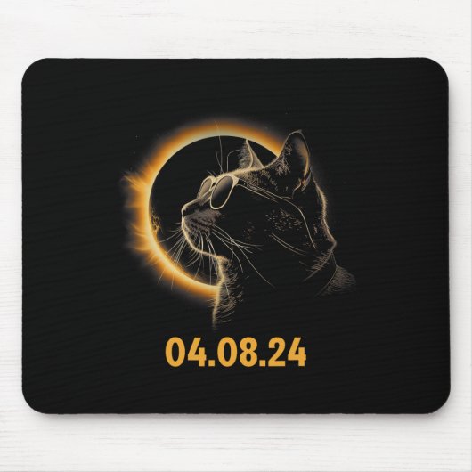 Tapis De Souris Éclipse Solaire Chat Éclipse Solaire Lunettes Chat (Devant)