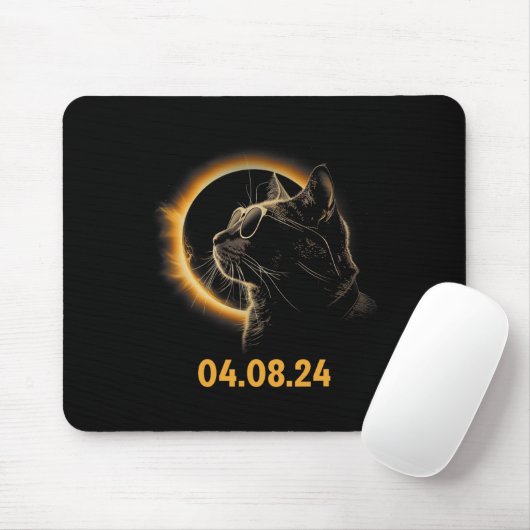 Tapis De Souris Éclipse Solaire Chat Éclipse Solaire Lunettes Chat (Avec souris)