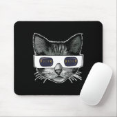 Tapis De Souris Éclipse solaire Chat portant des lunettes Éclipse  (Avec souris)