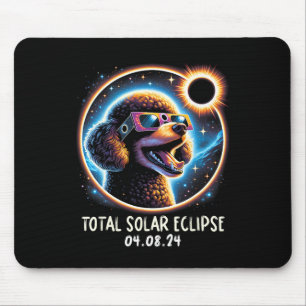 Tapis De Souris Éclipse solaire Poodle Portant des lunettes Animau