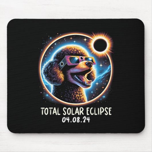 Tapis De Souris Éclipse solaire Poodle Portant des lunettes Animau (Devant)