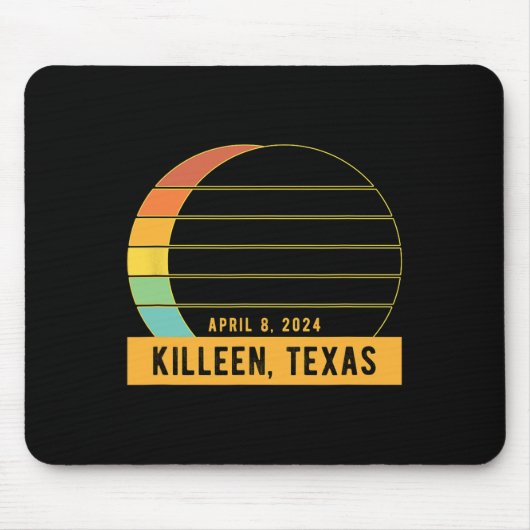 Tapis De Souris Éclipse Solaire Totale 2024 À Killeen Texas (Devant)