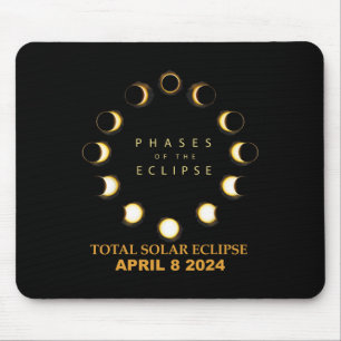 Tapis De Souris Éclipse solaire totale 2024 Phases 8 avril