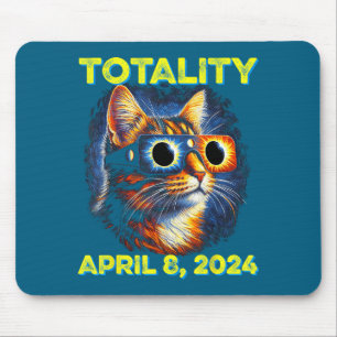 Tapis De Souris Éclipse solaire totale de chat 2024 Funny Sungles