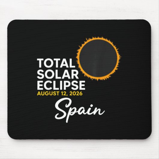 Tapis De Souris Éclipse solaire totale en Espagne le 12 août 2026 (Devant)