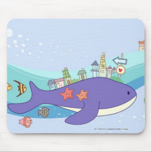Tapis De Souris École des poissons nageant dans la ville