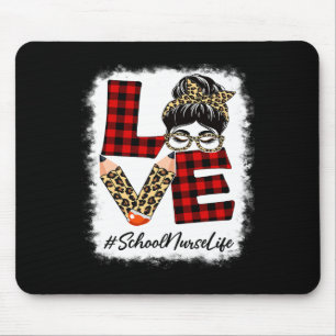 Tapis De Souris École Infirmière Amour Messy Bun Leopard Buffalo C