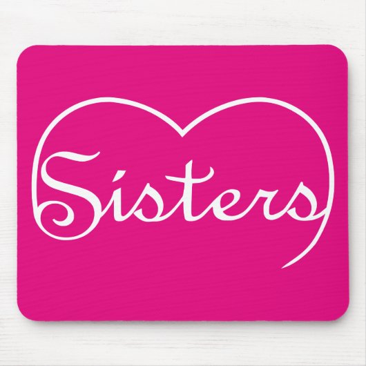 Tapis De Souris Écriture blanche du coeur des soeurs (Devant)