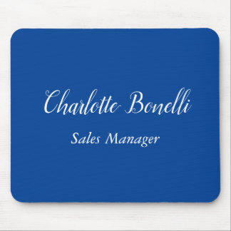 Tapis De Souris Écriture professionnelle minimaliste Nom bleu
