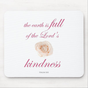 Tapis De Souris Écriture, Psaume 33, Rose blanche pleine gentilles