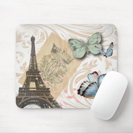 Tapis De Souris écritures postmark papillon Paris Effiel Tower (Avec souris)