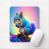 Tapis De Souris Écureuil Bleu Mangeant Un Fruit-323232 (Avec souris)