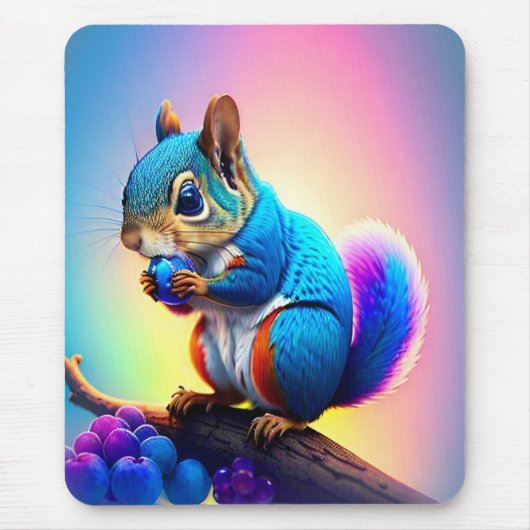 Tapis De Souris Écureuil Bleu Mangeant Un Fruit-323232 (Devant)