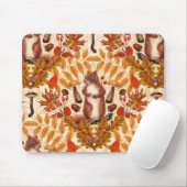 Tapis De Souris Écureuil d'automne sur blanc (Avec souris)