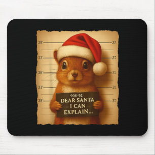 Tapis De Souris Écureuil de Noël drôle - Chapeau de Père Noël d'éc