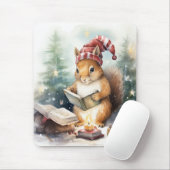 Tapis De Souris Écureuil de Noël lisant (Avec souris)