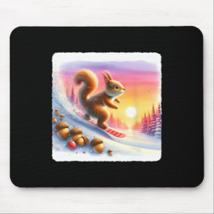 Tapis De Souris Écureuil De Snowboard Sur La Pente Froide Au Couch