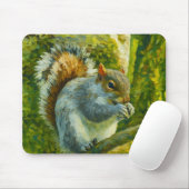 Tapis De Souris Écureuil impressionniste dans le feuillage foresti (Avec souris)