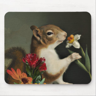 Tapis De Souris Écureuil mignonne Odeur des fleurs Nature Art anim