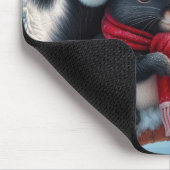 Tapis De Souris Écureuil noir avec chapeau de Père Noël (Coin)