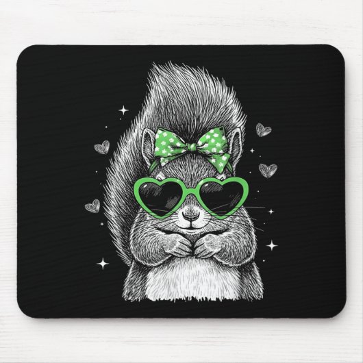 Tapis De Souris Écureuil Shamrock Coquette Bow Saint-Patrick (Devant)
