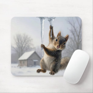 Tapis De Souris Écureuil suspendu à un glaçon