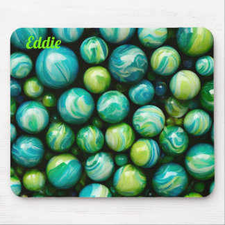 Tapis De Souris EDDIE ~ Zany Nuances de Vert et de Bleu ~ Marbres
