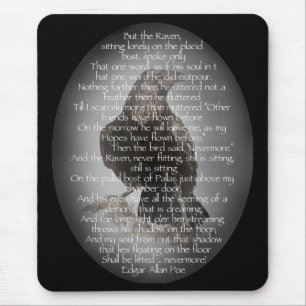 Tapis De Souris Edgar Allen Poe "Le Corbeau" Halloween Poem bird