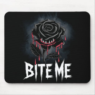 Tapis De Souris Edgy 'Bite Me' Design Rose gothique