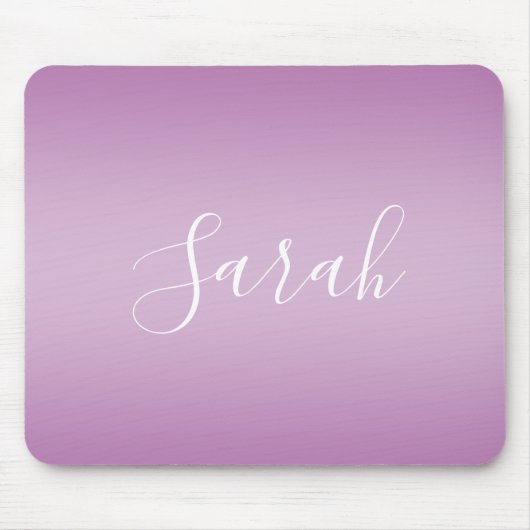 Tapis De Souris Editable Soft Mauve Ombre & White Text Script (Devant)