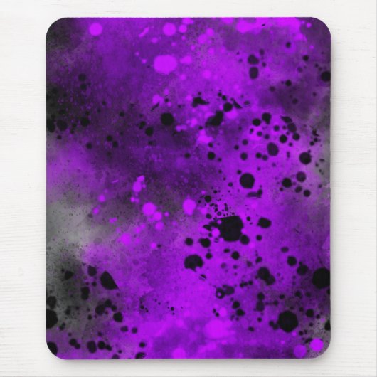 Tapis De Souris Effet Dessin de peinture Violet & Noir (Devant)