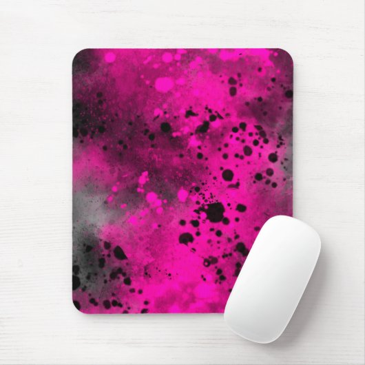 Tapis De Souris Effet Paint Splatter rose et noir (Avec souris)