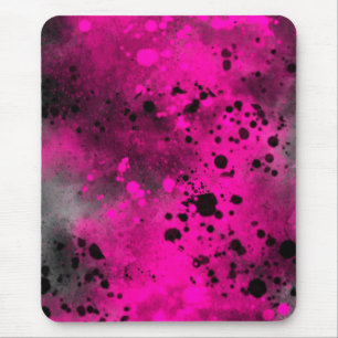Tapis De Souris Effet Paint Splatter rose et noir