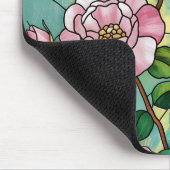 Tapis De Souris Effet Vitrail Floral Fleurs Roses Botanique (Coin)