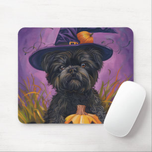 Tapis De Souris Éffrayant Affenpinscher Halloween sorcière et Citr