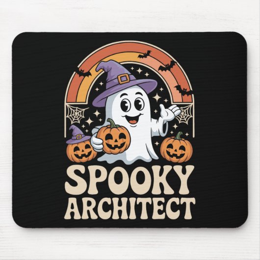 Tapis De Souris Éffrayant Architect Ghost Citrouille Architecture (Devant)