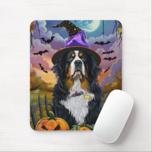 Tapis De Souris Éffrayant Bernese Mountain Halloween Citrouille so
