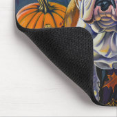 Tapis De Souris Éffrayant Bulldog Halloween sorcière et Citrouille (Coin)
