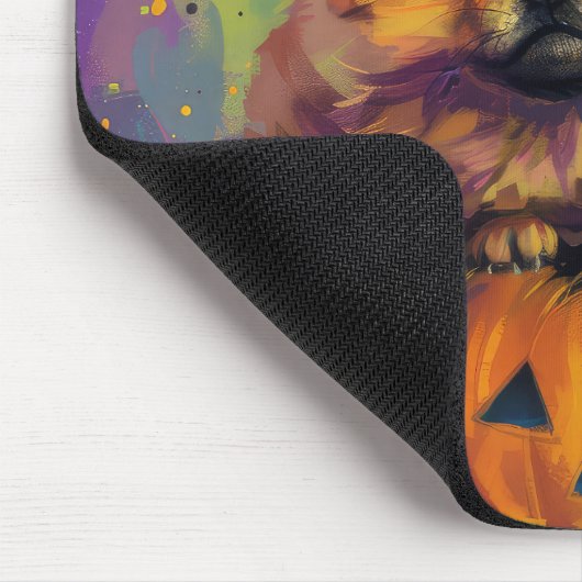 Tapis De Souris Éffrayant Chow Chow Chien Halloween sorcière et Ci (Coin)