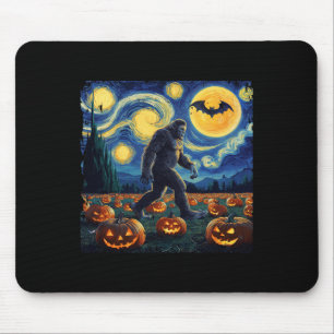 Tapis De Souris Éffrayant Halloween Bigfoot Starry Nuit Van Gogh
