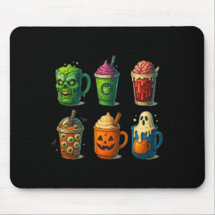Tapis De Souris Éffrayant Halloween Café Boissons mignonne Effraya